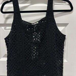 Ultra Pink Black Crochet Camisole Tank Top